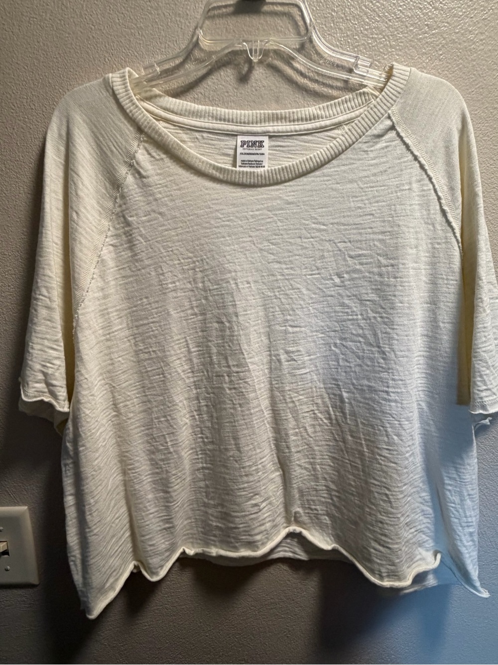 PINK Victoria's Secret Cream Washed Boxy Short Sleeve Top